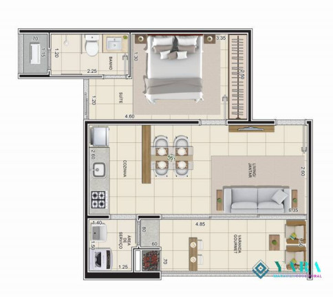 Imagem Apartamento com 1 Quarto à Venda, 45 m² em Perequê Açu - Ubatuba