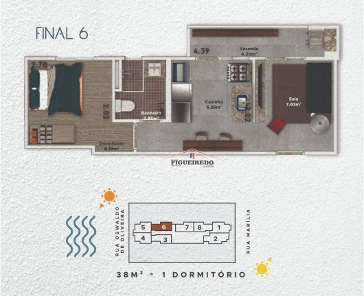 Imagem Apartamento com 1 Quarto à Venda, 44 m² em Boqueirão - Praia Grande