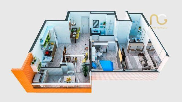 Imagem Apartamento com 2 Quartos à Venda, 57 m² em Guilhermina - Praia Grande