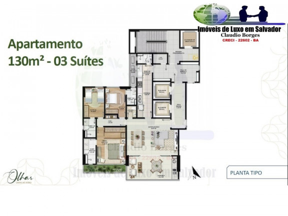Imagem Apartamento com 3 Quartos à Venda, 130 m² em Caminho Das árvores - Salvador