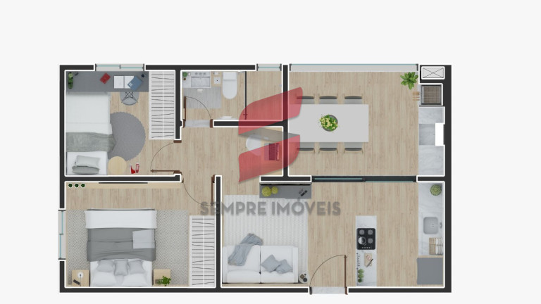 Apartamento com 2 Quartos à Venda, 51 m² em Hauer - Curitiba