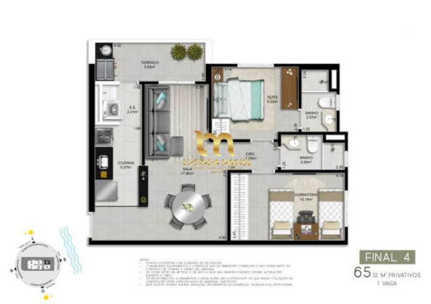 Imagem Apartamento com 2 Quartos à Venda, 62 m² em Canto Do Forte - Praia Grande