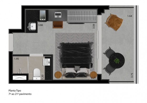 Imagem Cobertura com 1 Quarto à Venda, 80 m² em Perdizes - São Paulo