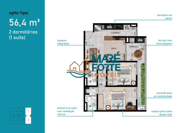 Apartamento com 1 Quarto à Venda, 41 m² em Maranduba - Ubatuba