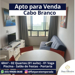 Apartamento com 2 Quartos à Venda, 60 m² em Cabo Branco - João Pessoa