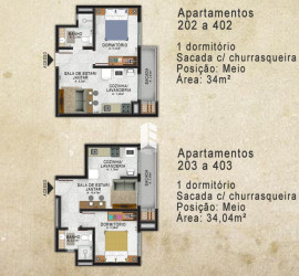 Apartamento com 1 Quarto à Venda, 39 m² em Centro - Santa Maria