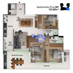 Apartamento com 3 Quartos à Venda, 127 m² em Centro - Mongaguá
