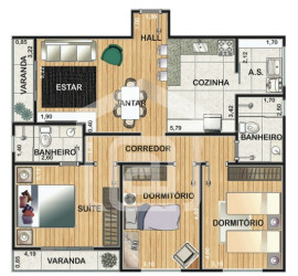 Apartamento com 3 Quartos à Venda, 60 m² em Jardim Dos Estados - Poços De Caldas