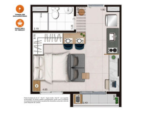 Apartamento com 2 Quartos à Venda, 39 m² em Centro - São Paulo