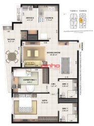 Apartamento com 2 Quartos à Venda, 88 m² em Centro - Palhoça