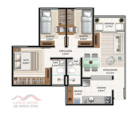 Apartamento com 3 Quartos à Venda, 59 m² em Verde Lar - Teresina