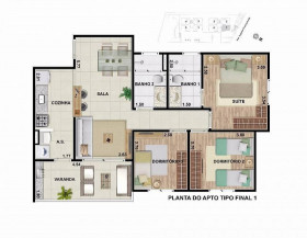 Apartamento com 3 Quartos para Alugar, 80 m² em Vila Esperança - Itu
