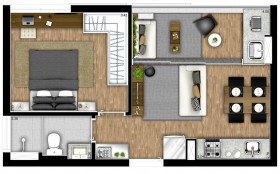 Apartamento com 1 Quarto à Venda, 38 m² em Brooklin - São Paulo