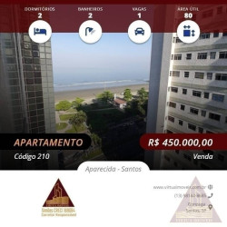 Apartamento com 2 Quartos à Venda, 80 m² em Aparecida - Santos