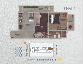 Apartamento com 1 Quarto à Venda, 44 m² em Boqueirão - Praia Grande