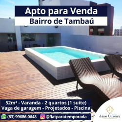 Apartamento com 2 Quartos à Venda, 52 m² em Tambaú - João Pessoa