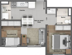 Apartamento com 1 Quarto à Venda, 41 m² em Cidade Nova São Miguel - São Paulo