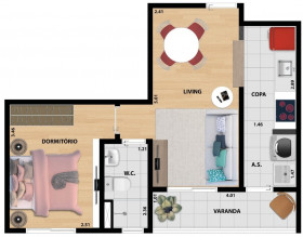 Apartamento com 1 Quarto à Venda, 40 m² em Vila Nova Manchester - São Paulo