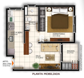 Apartamento com 1 Quarto à Venda, 42 m² em Camobi - Santa Maria