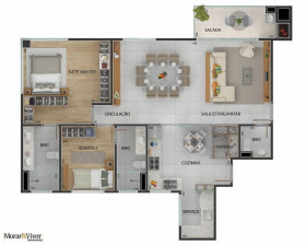 Apartamento com 3 Quartos à Venda, 103 m² em Centro - São José Dos Pinhais