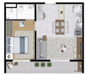 Apartamento com 1 Quarto à Venda, 27 m² em Bom Retiro - São Paulo