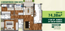 Apartamento com 3 Quartos à Venda, 74 m² em Jardim Tupanci - Barueri
