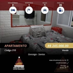 Apartamento com 2 Quartos à Venda, 26 m² em Gonzaga - Santos