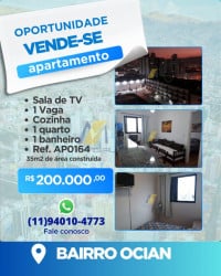 Apartamento com 1 Quarto à Venda, 35 m² em Ocian - Praia Grande