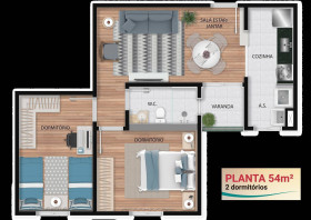 Apartamento com 2 Quartos à Venda, 54 m² em Jardim Carolina - Jundiaí