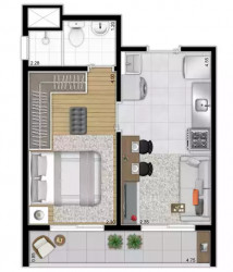 Apartamento com 2 Quartos à Venda, 34 m² em Santa Cecília - São Paulo