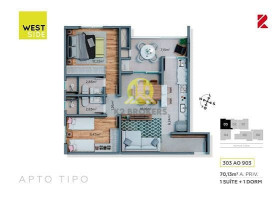 Apartamento com 2 Quartos à Venda, 70 m² em São Francisco - Curitiba