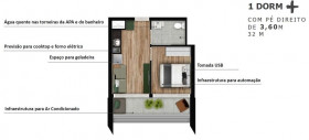 Apartamento com 1 Quarto à Venda, 34 m² em Brooklin - São Paulo