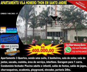 Apartamento com 3 Quartos à Venda, 67 m² em Vila Homero Thon - Santo André