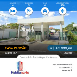 Casa com 4 Quartos para Alugar,  em Ponta Negra - Manaus