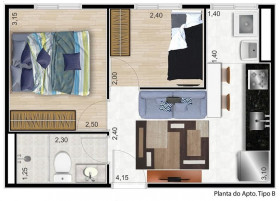 Apartamento com 2 Quartos à Venda, 33 m² em Jardim Itacolomi - São Paulo