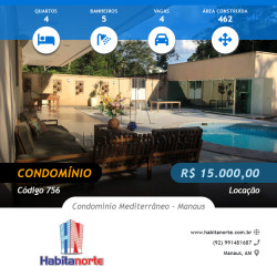 Casa com 4 Quartos para Alugar,  em Tarumã - Manaus