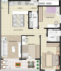 Apartamento com 3 Quartos para Alugar ou Temporada, 83 m² em Nova Parnamirim - Parnamirim