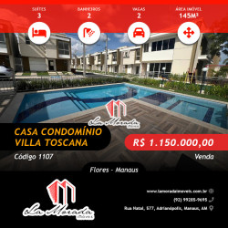 Casa de Condomínio com 3 Quartos à Venda, 145 m² em Flores - Manaus