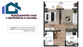 Apartamento com 1 Quarto à Venda, 44 m² em Orico - Gravataí