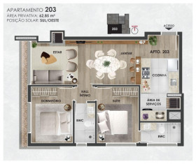 Apartamento com 2 Quartos à Venda, 62 m² em Pórtico - Gramado