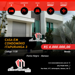 Casa de Condomínio com 4 Quartos à Venda, 600 m² em Ponta Negra - Manaus