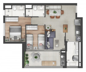 Apartamento com 2 Quartos à Venda, 67 m² em Santo Amaro - São Paulo