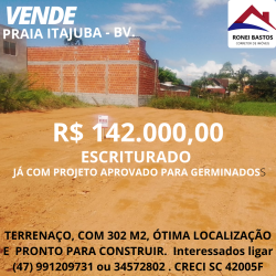 Terreno à Venda, 302 m² em ITAJUBA  - Barra Velha