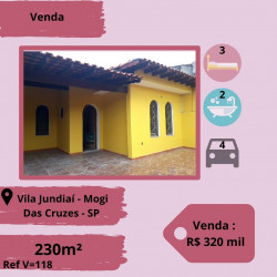 Casa com 3 Quartos à Venda, 230 m² em Vila Jundiaí - Mogi das Cruzes