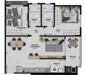 Apartamento com 3 Quartos à Venda, 87 m² em Brasília - Criciúma