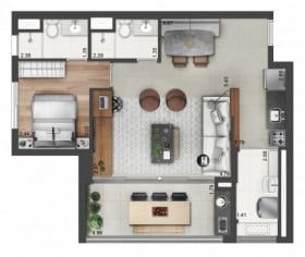 Apartamento com 2 Quartos à Venda, 68 m² em Santo Amaro - São Paulo