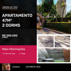 Apartamento com 2 Quartos à Venda, 47 m² em Jardim do Tiro - São Paulo