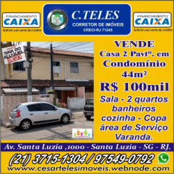 Casa de Condomínio com 2 Quartos à Venda, 44 m² em Santa Luzia - São Gonçalo