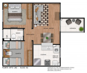 Apartamento com 2 Quartos à Venda, 50 m² em Pitimbu - Natal