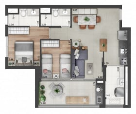 Apartamento com 2 Quartos à Venda, 68 m² em Santo Amaro - São Paulo